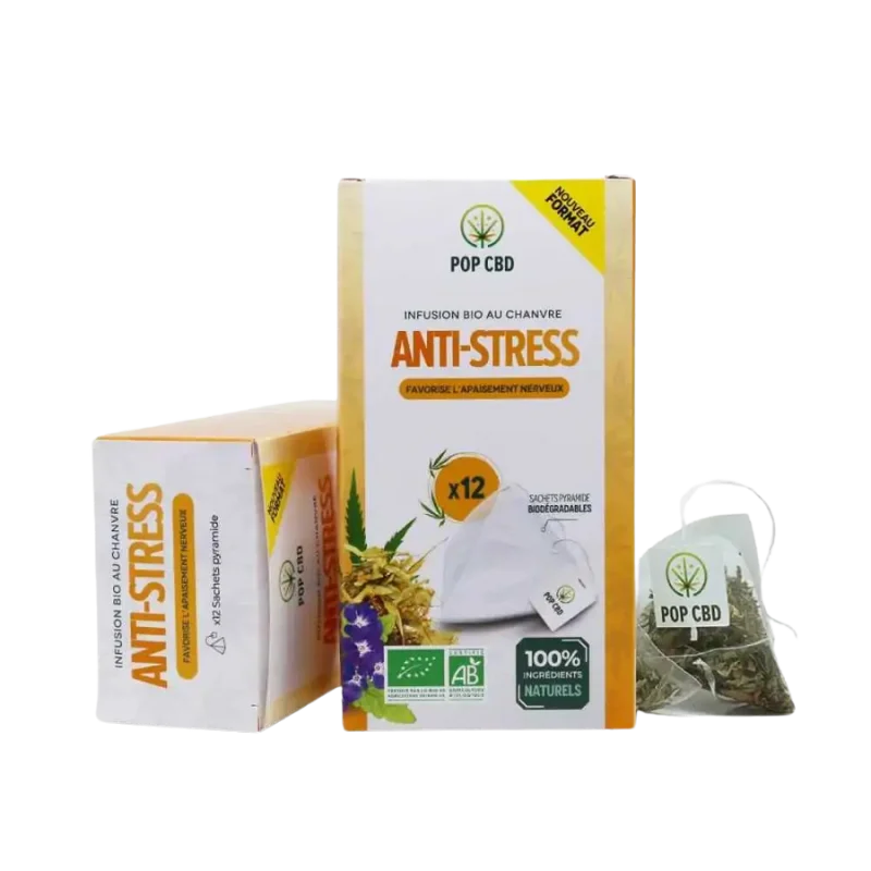 Infusion CBD Anti-Stress POP CBD - boite de 12 sachets ☕🍵