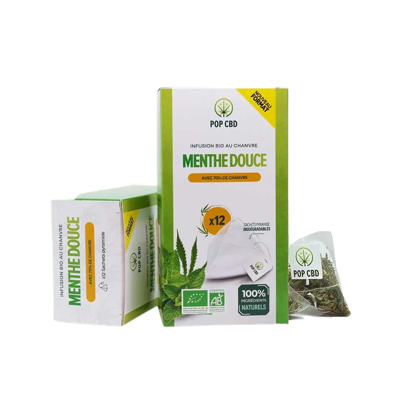 Infusion CBD Menthe Douce POP CBD - boite 12 sachets 🍃🍵